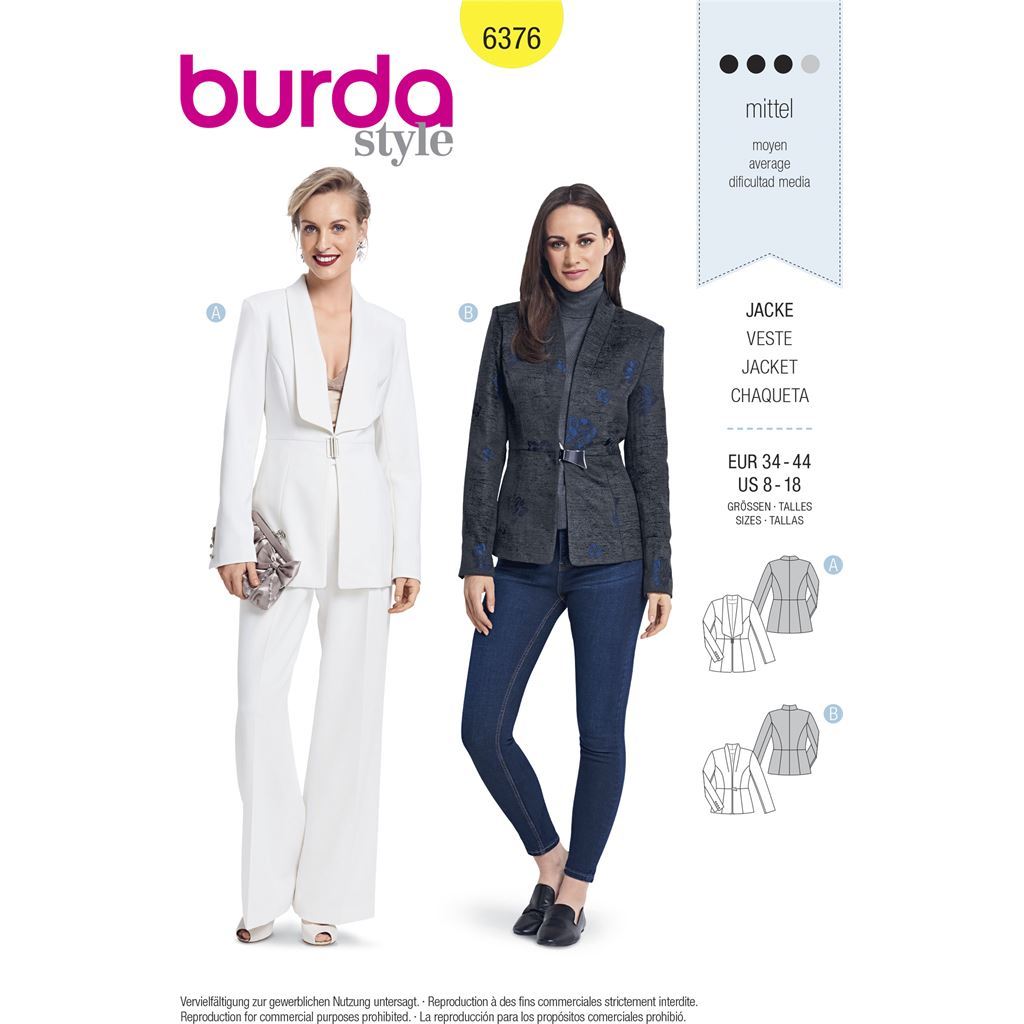 Burda Style Pattern B6376 Womens Blazers 6376 Image 1 From Patternsandplains.com