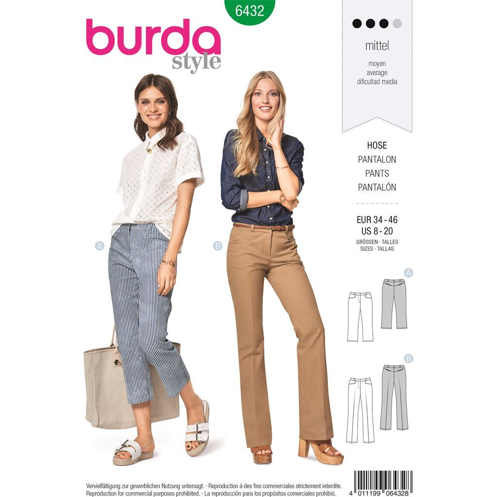 6432 Pattern Burda Style Pattern B6432 Women's Dress Trousers 6432 - Patterns and Plains