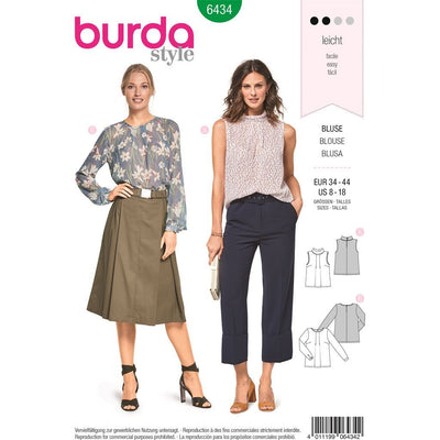 Burda Style Pattern B6434 Womens Feminine Blouses 6434 Image 1 From Patternsandplains.com