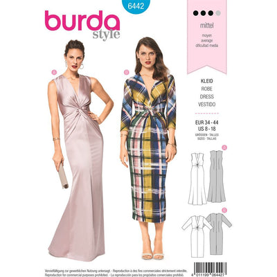 Burda Style Pattern B6442 Womens V Neck Evening Dress 6442 Image 1 From Patternsandplains.com