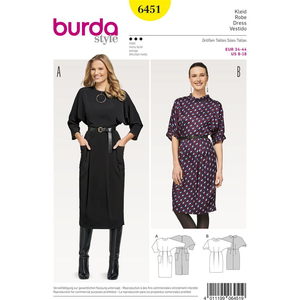 Burda Style Pattern B6451 Womens Dresses 6451 Image 1 From Patternsandplains.com