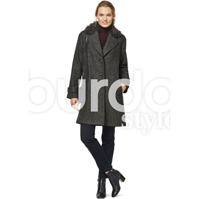 Burda Style Pattern B6462 Womenss Fur Collar Coat 6462 Image 3 From Patternsandplains.com