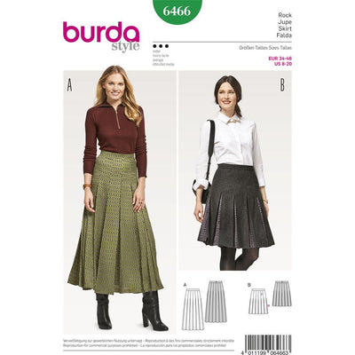 Burda Style Pattern B6466 Womens Pleated Skirt 6466 Image 1 From Patternsandplains.com