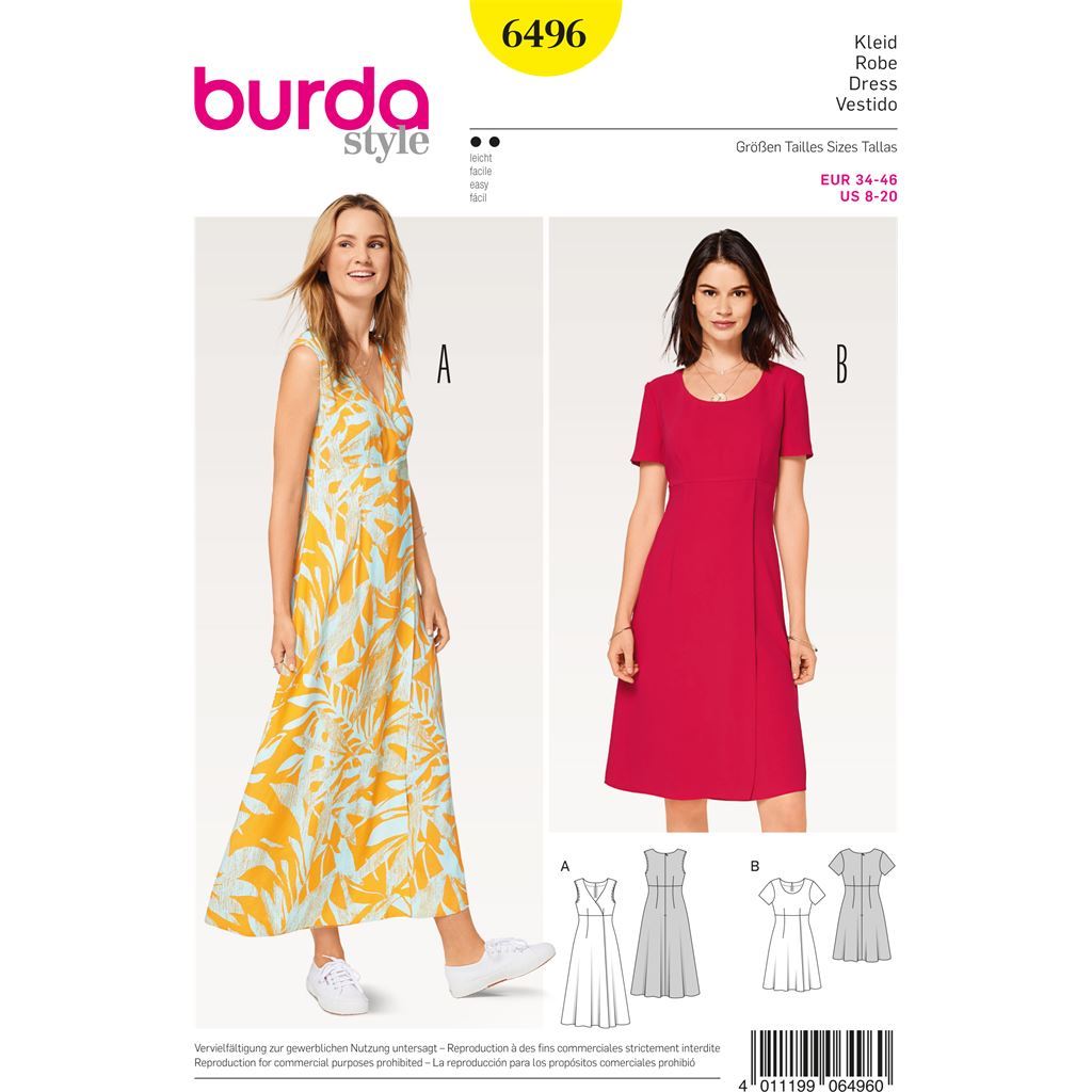 Burda Burda Style Pattern B6401 Misses' Swing Dress with Sleeve Variations