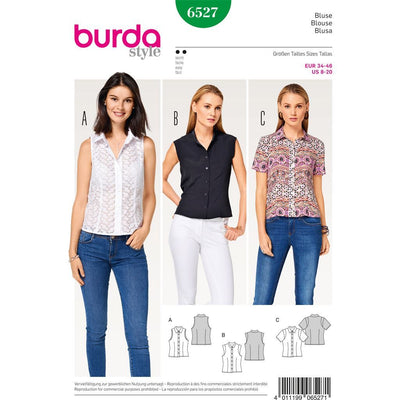 Burda Style Pattern B6527 Womens Stand Collar Blouse 6527 Image 1 From Patternsandplains.com