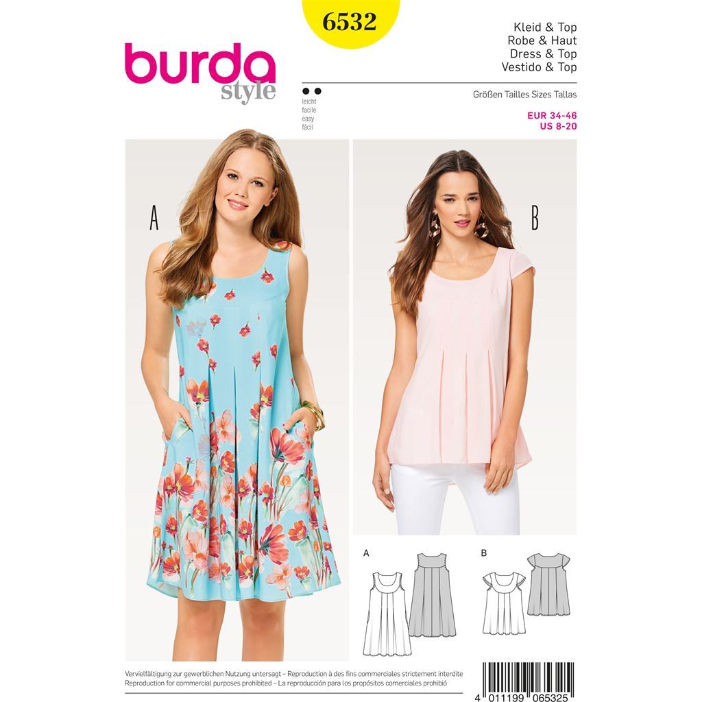 Burda Style Pattern B6532 Womens Loose Dress 6532 Image 1 From Patternsandplains.com