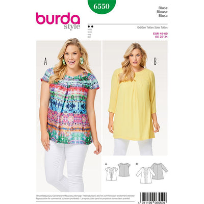 Burda Style Pattern B6550 Womens Pleated Blouse 6550 Image 1 From Patternsandplains.com