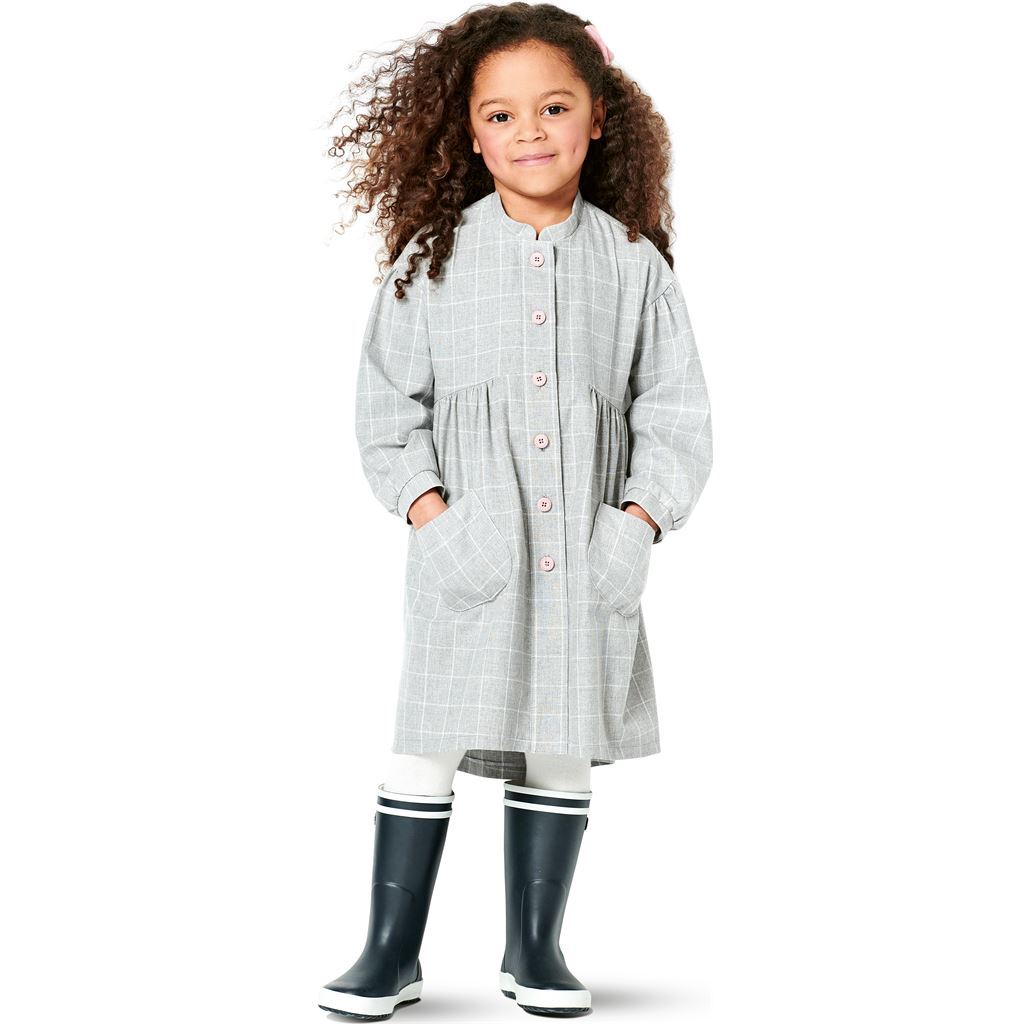 Burda Style Pattern B9309 Childrens Dresses Buttons at Front with Trim and Pocket Variations 9309 Image 2 From Patternsandplains.com