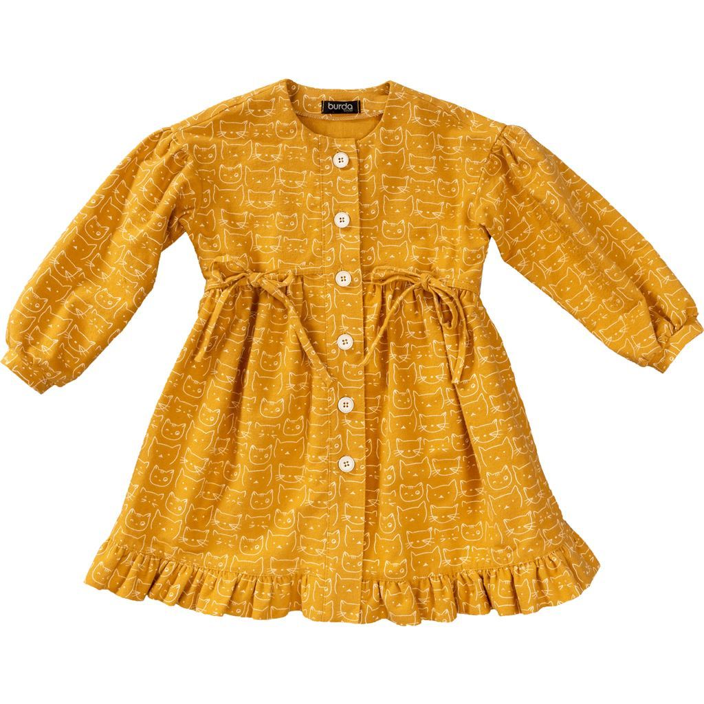 Burda Style Pattern B9309 Childrens Dresses Buttons at Front with Trim and Pocket Variations 9309 Image 6 From Patternsandplains.com