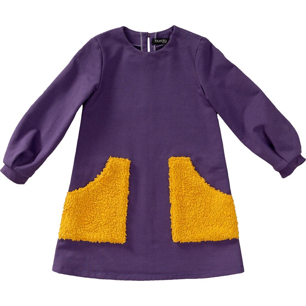 Burda Style Pattern B9310 Childrens Dress Pull On with Partially Pleated Skirt or Feature Pockets 9310 Image 3 From Patternsandplains.com