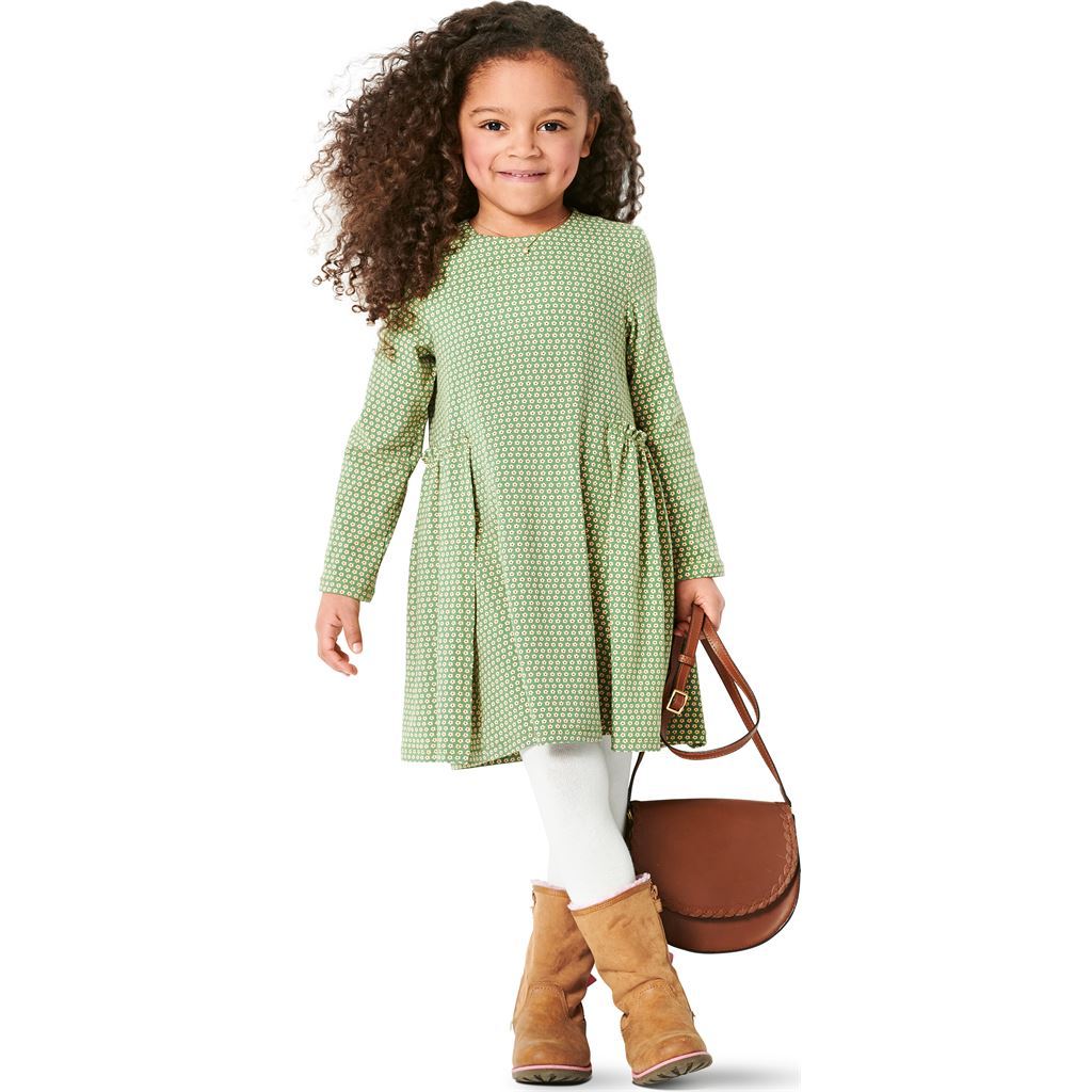 Burda Style Pattern B9310 Childrens Dress Pull On with Partially Pleated Skirt or Feature Pockets 9310 Image 5 From Patternsandplains.com