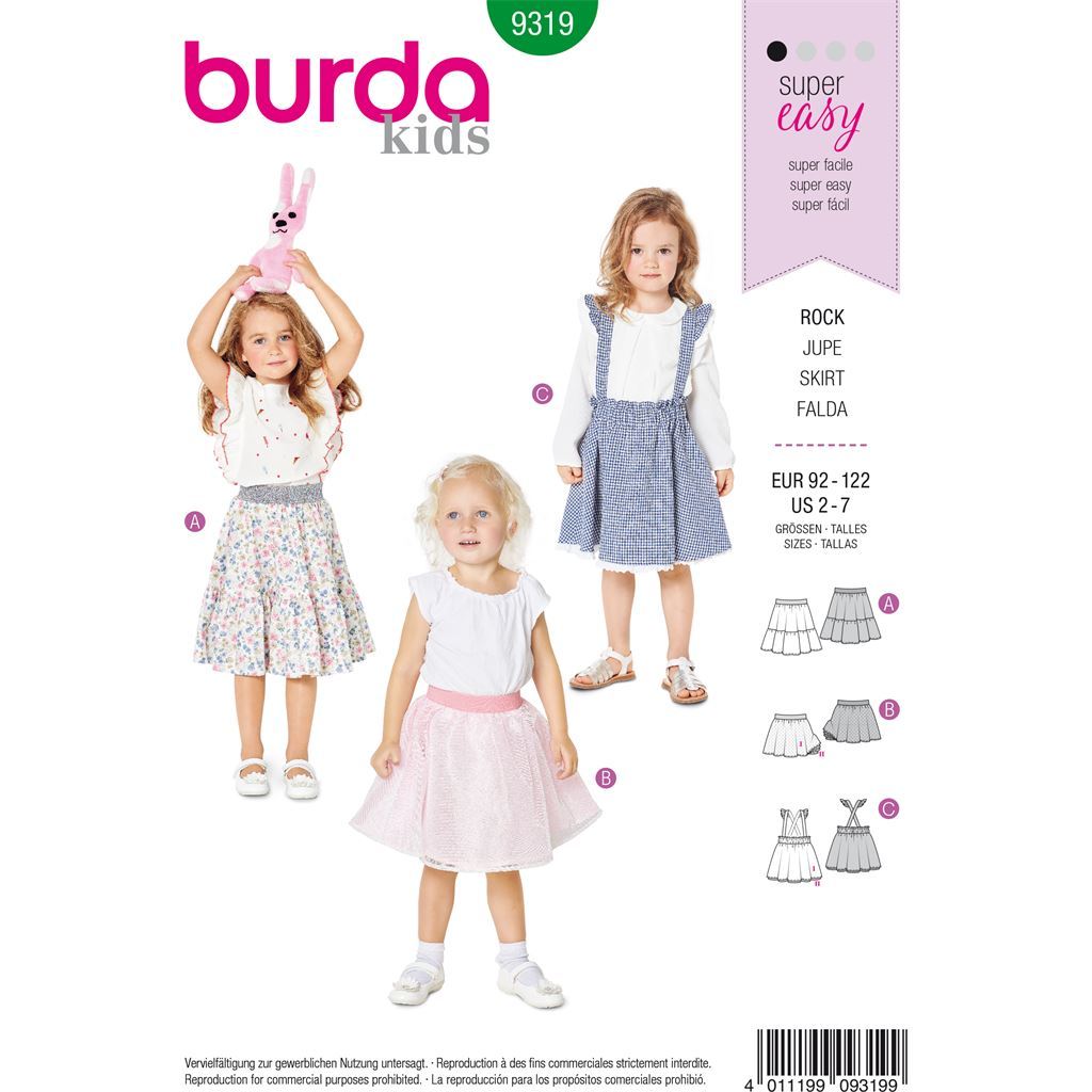 Burda Style Pattern B9319 Childs pinafore skirt 9319 Image 1 From Patternsandplains.com