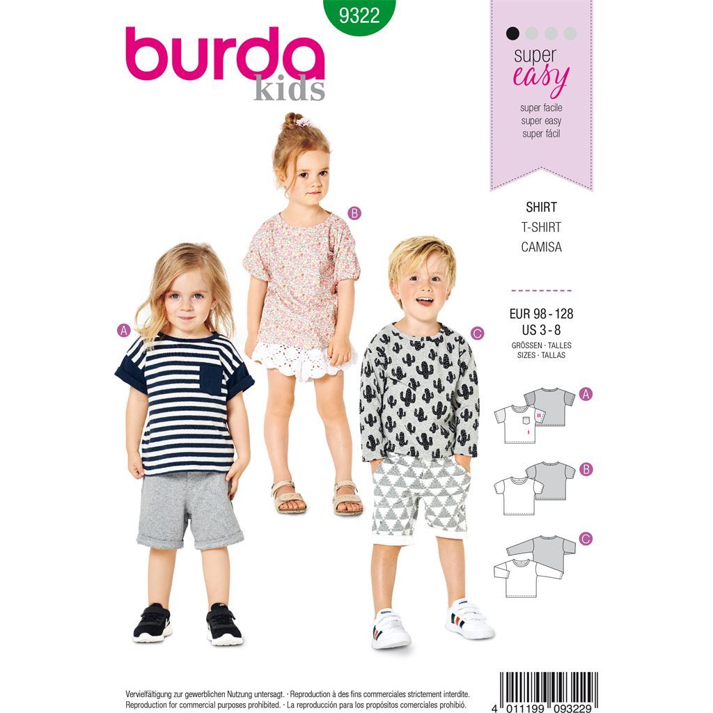 Burda Style Pattern B9322 Childs top 9322 Image 1 From Patternsandplains.com
