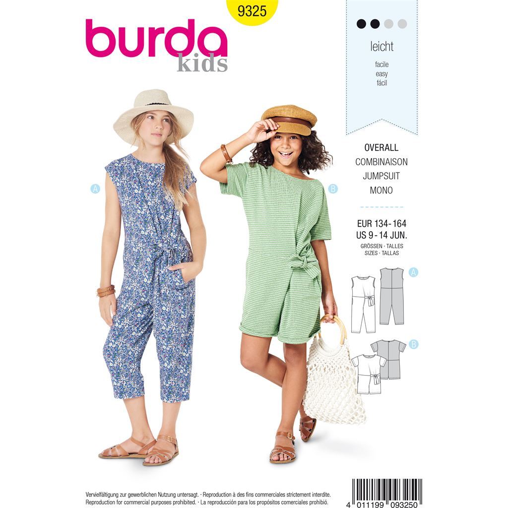 Burda Style Pattern B9325 Childs overalls 9325 Image 1 From Patternsandplains.com