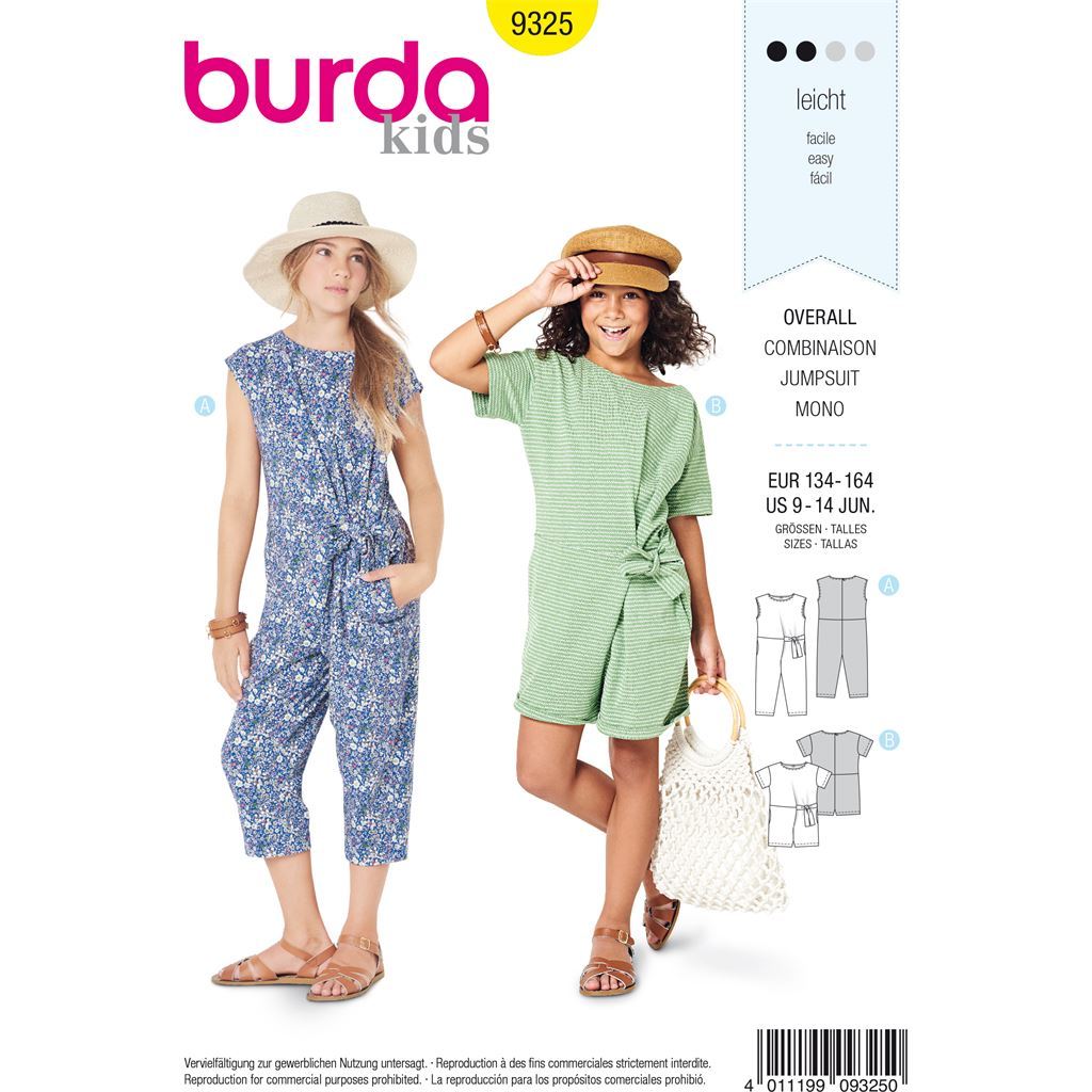 Burda Style Pattern B9325 Childs overalls 9325 Image 1 From Patternsandplains.com