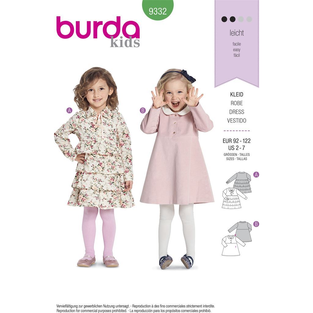 Burda Style Pattern B9332 Childs Dress 9332 Image 1 From Patternsandplains.com