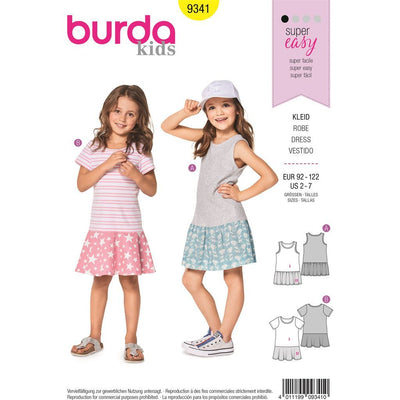 Burda Style Pattern B9341 Childs Summer Jersey Dresses 9341 Image 1 From Patternsandplains.com