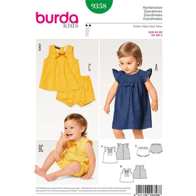 Burda Style Pattern B9358 Baby Dress Top and Panties 9358 Image 1 From Patternsandplains.com