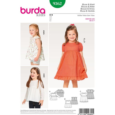 Burda Style Pattern B9362 Child Dress Blouse and Skirt 9362 Image 1 From Patternsandplains.com