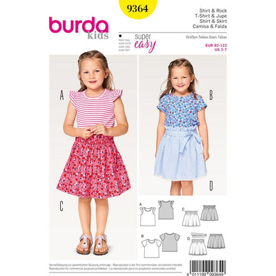 Burda Style Pattern B9364 Child shirt and Elastic Skirt 9364 Image 1 From Patternsandplains.com