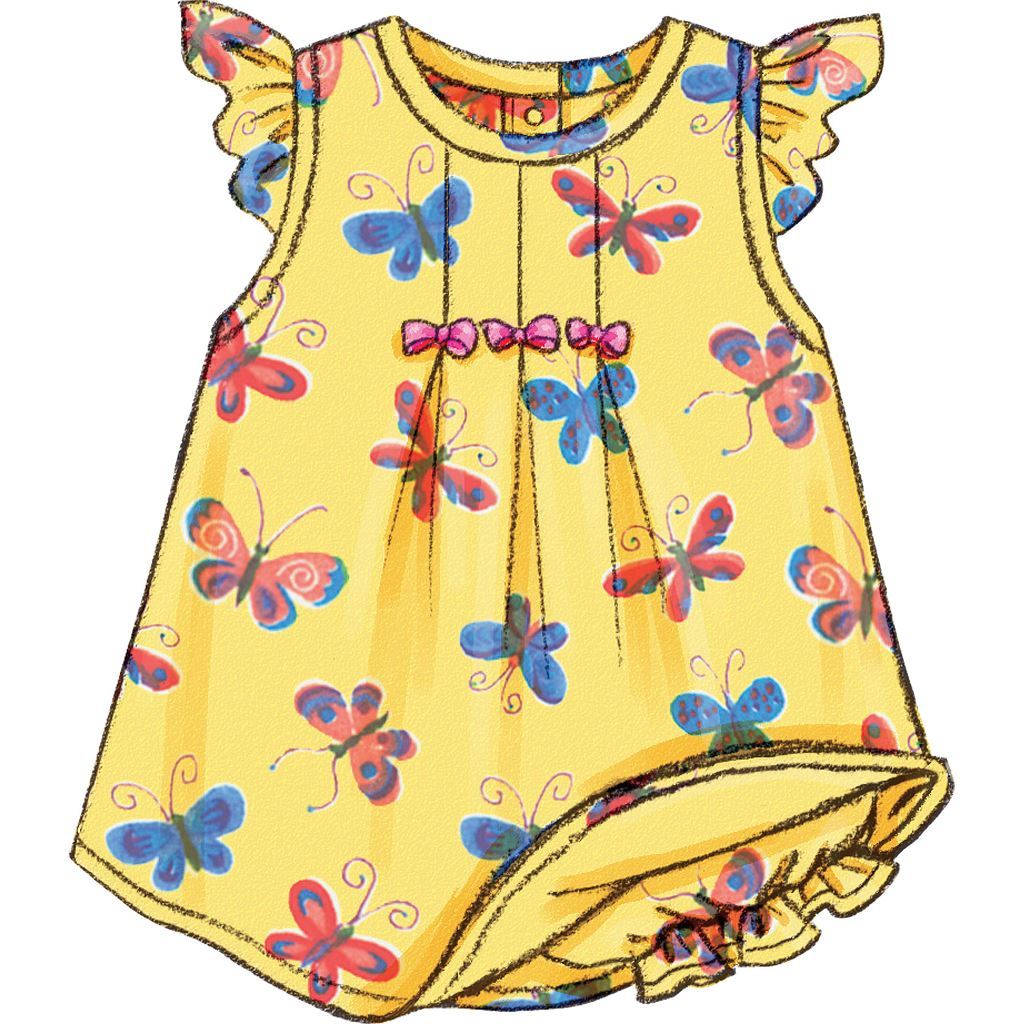 Butterick Pattern B3405 Infants Dress Top Romper Panties Hat and Headband 3405 Image 3 From Patternsandplains.com