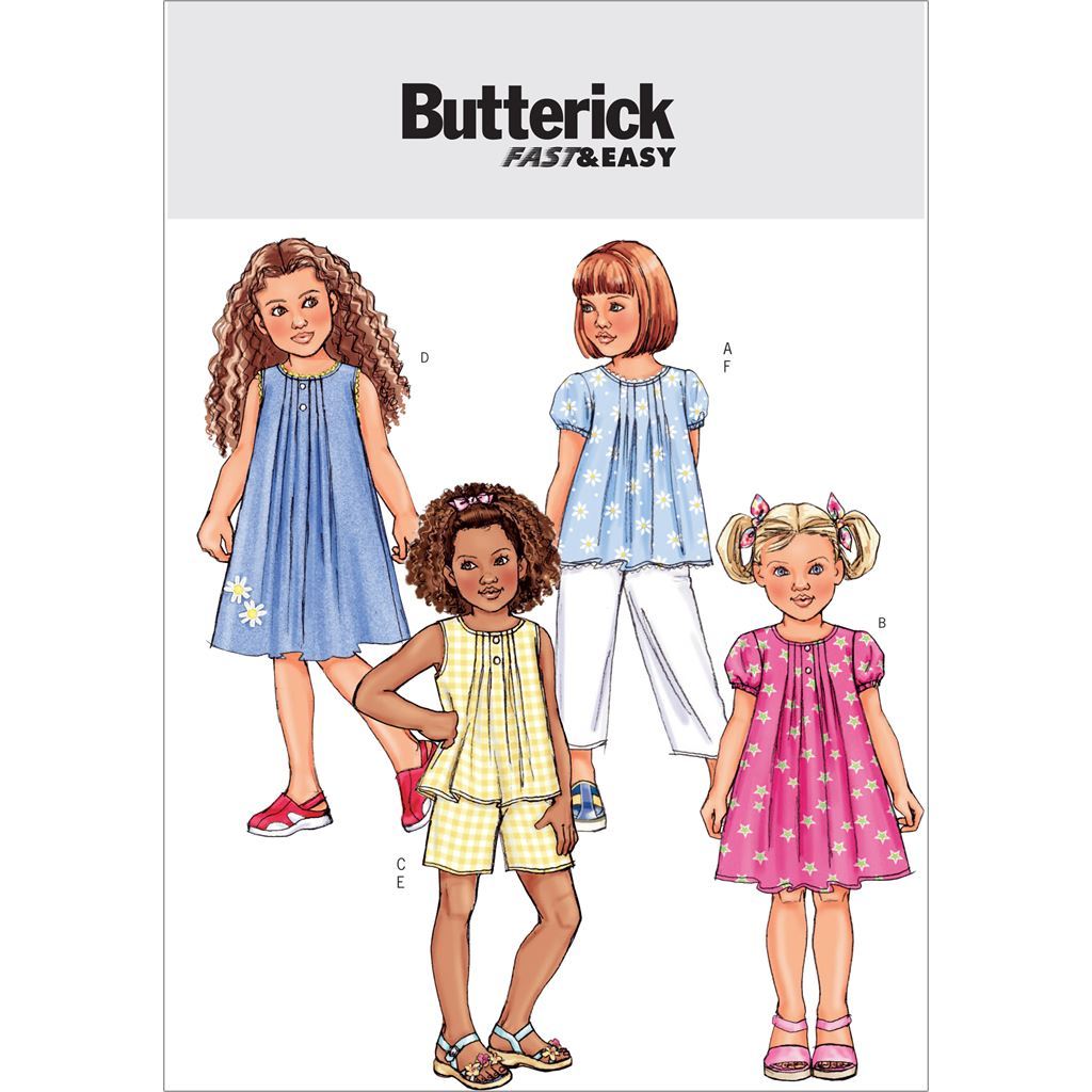 Butterick Pattern B4176 Childrens Girls Top Dress Shorts and Pants 4176 Image 1 From Patternsandplains.com