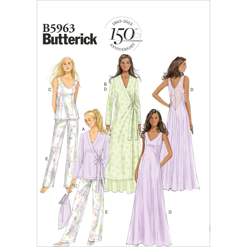 Butterick Pattern B5963 Misses Robe Top Gown Pants and Bag 5963 Image 1 From Patternsandplains.com