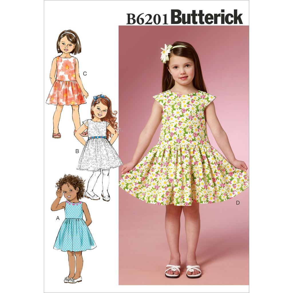 Butterick Pattern B6201 Childrens Girls Dress 6201 Image 1 From Patternsandplains.com