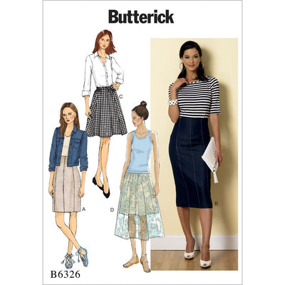 Butterick Pattern B6326 Misses Raised Waist or Elastic Waist Skirts 6326 Image 1 From Patternsandplains.com