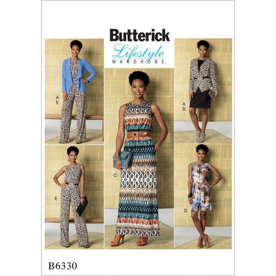 Butterick Pattern B6330 Misses Jacket Elastic Waist Dress Romper and Jumpsuit 6330 Image 1 From Patternsandplains.com