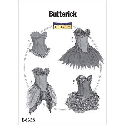 Butterick Pattern B6338 Curved Hem Corsets and Skirts 6338 Image 1 From Patternsandplains.com