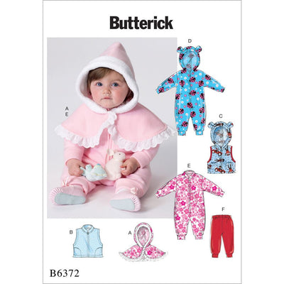 Butterick Pattern B6372 Infants Cape Vest Buntings and Pull On Pants 6372 Image 1 From Patternsandplains.com