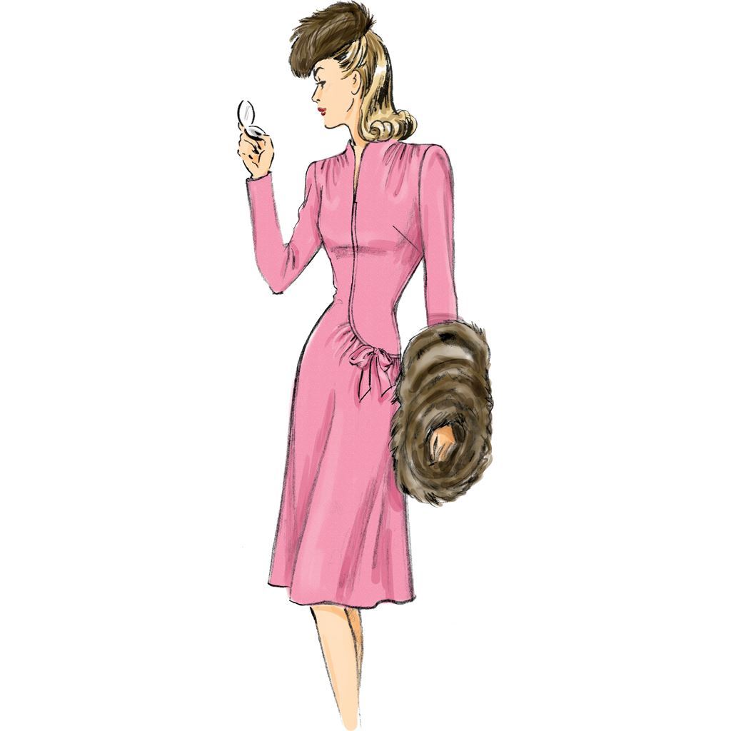 Butterick Pattern B6374 Misses Swan Neck or Shawl Collar Dresses with Asymmetrical Gathers 6374 Image 3 From Patternsandplains.com