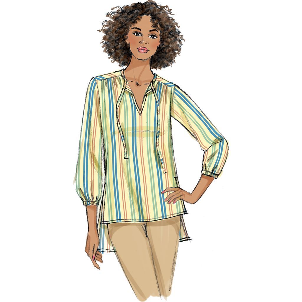 Butterick Pattern B6378 Misses Gathered Tops and Tunics with Neck Ties 6378 Image 5 From Patternsandplains.com