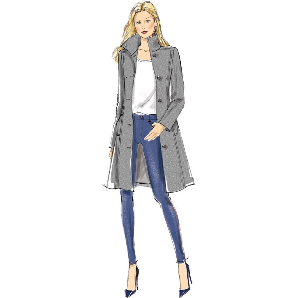 Butterick Pattern B6385 Misses Funnel Neck Peter Pan or Pointed Collar Coats 6385 Image 3 From Patternsandplains.com