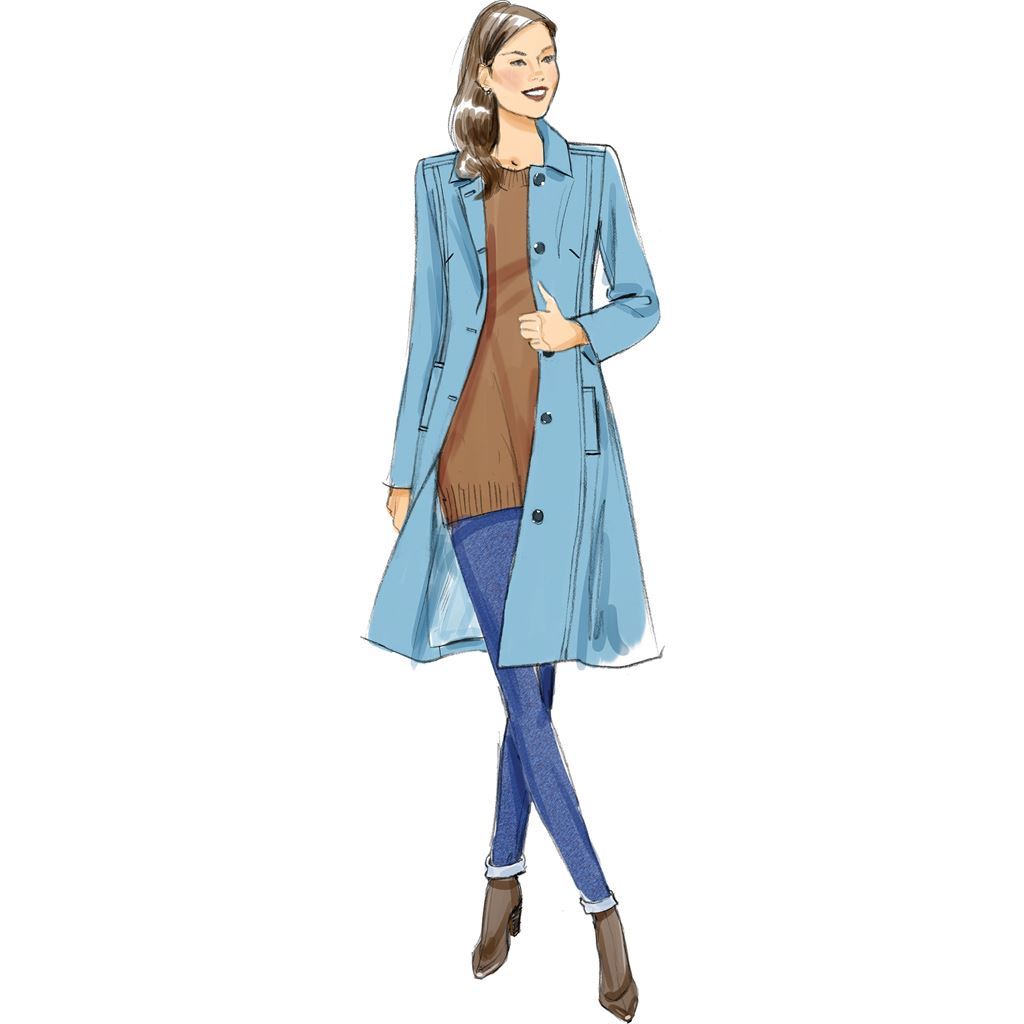 Butterick Pattern B6385 Misses Funnel Neck Peter Pan or Pointed Collar Coats 6385 Image 4 From Patternsandplains.com