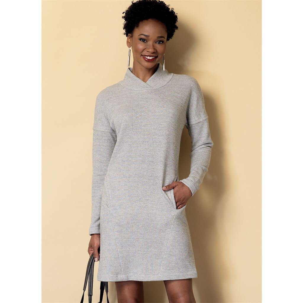 Butterick Pattern B6388 Misses Lapped Collar Tops and Dress Draped Collar Vest and Pleated Pants 6388 Image 2 From Patternsandplains.com