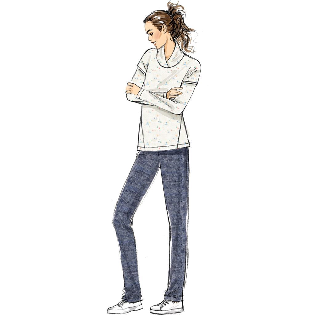 Butterick Pattern B6388 Misses Lapped Collar Tops and Dress Draped Collar Vest and Pleated Pants 6388 Image 4 From Patternsandplains.com