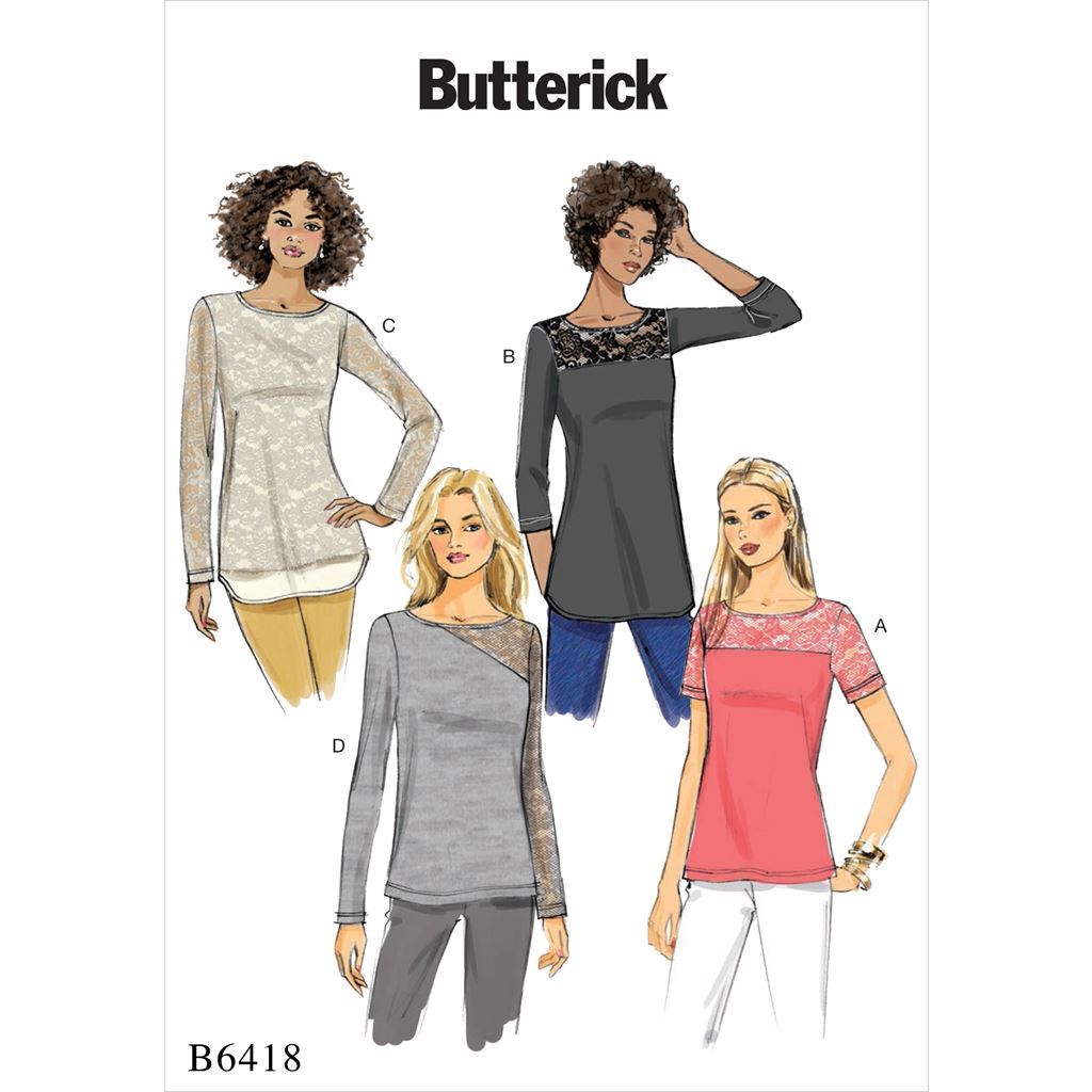 Butterick Pattern B6418 Misses Knit Lace Detail Tops 6418 Image 1 From Patternsandplains.com