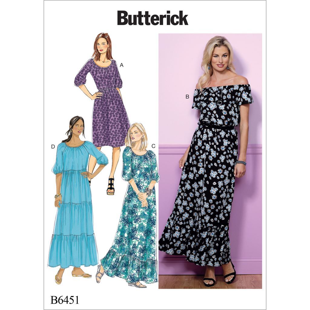 Butterick Pattern B6451 Misses Gathered Blouson Dresses 6451 Image 1 From Patternsandplains.com