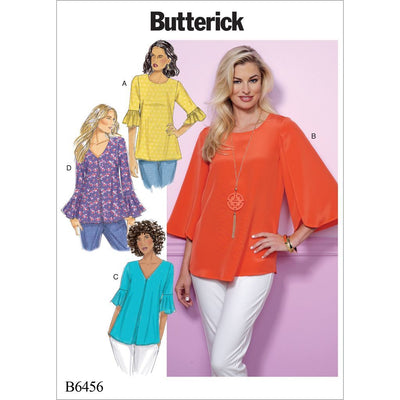 Butterick Pattern B6456 Misses Tulip or Ruffle Sleeve Tops 6456 Image 1 From Patternsandplains.com