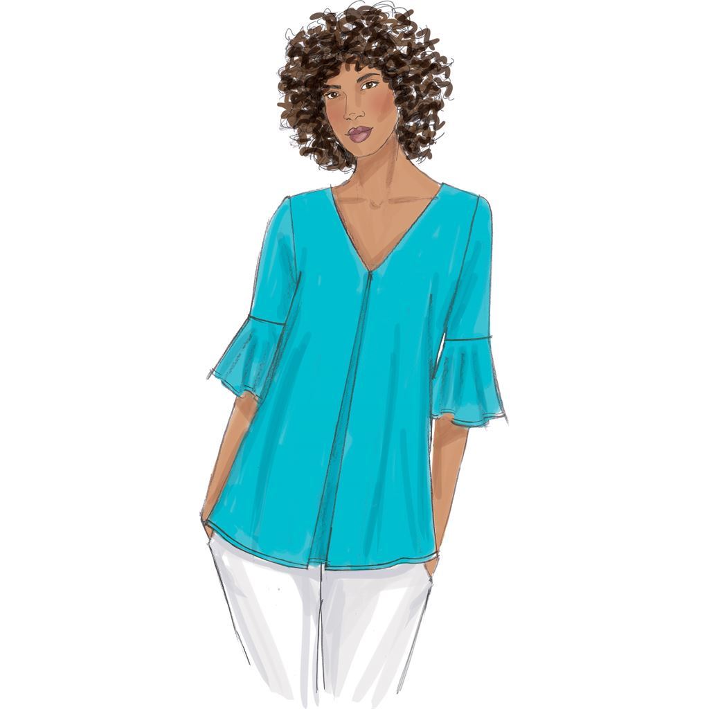 Butterick Pattern B6456 Misses Tulip or Ruffle Sleeve Tops 6456 Image 5 From Patternsandplains.com