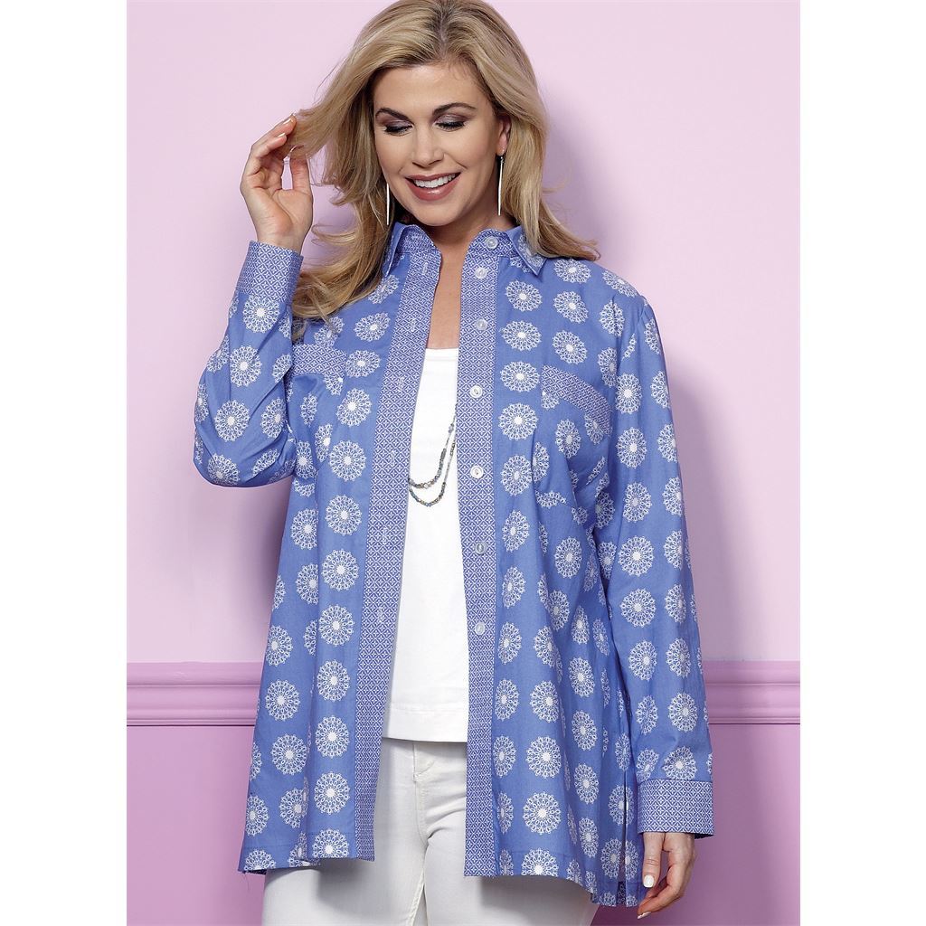 Butterick Pattern B6465 Misses Womens Button Down Shirt with Side Slits and Bust Pockets 6465 Image 3 From Patternsandplains.com