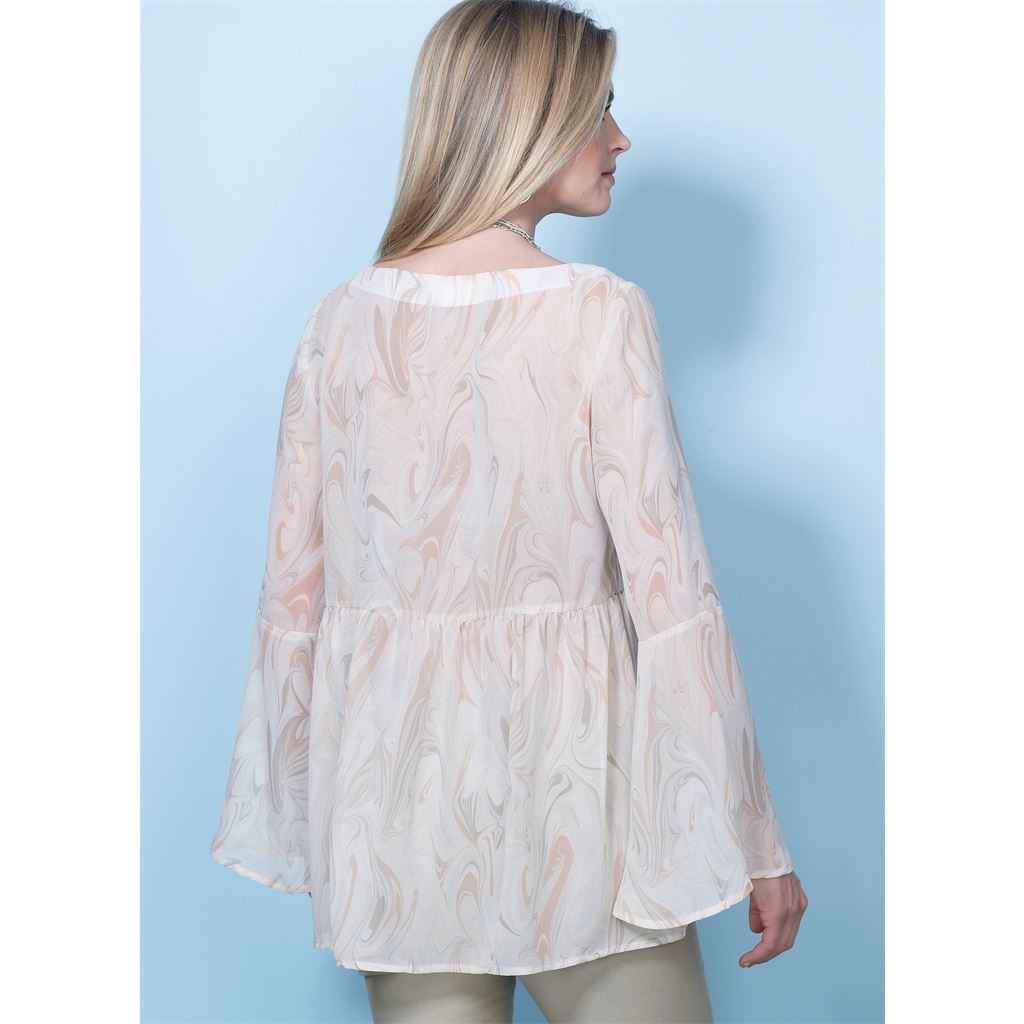 Butterick Pattern B6486 Misses Loose Fitting Gathered Waist Pullover Tops with Bell Sleeves 6486 Image 6 From Patternsandplains.com