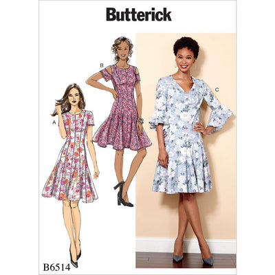 Butterick Pattern B6514 Misses Miss Petite Paneled Dress 6514 Image 1 From Patternsandplains.com