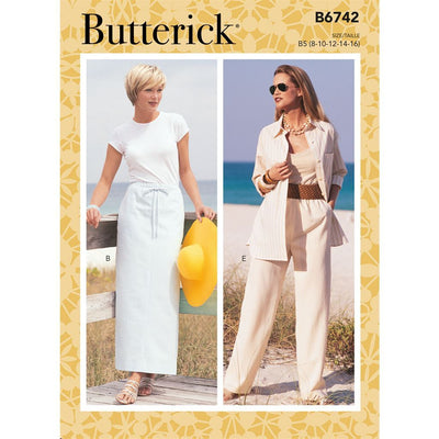 Butterick Pattern B6742 Misses Misses Petite Elastic Waist Skirts Shorts and Pants 6742 Image 1 From Patternsandplains.com