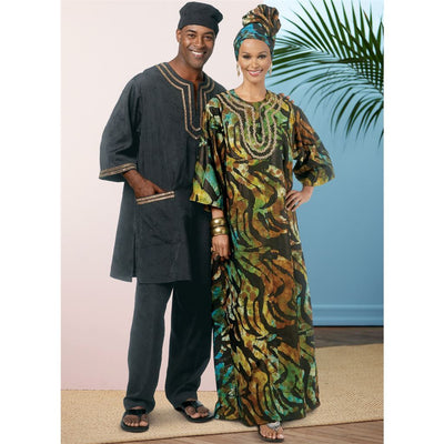 Butterick Pattern B6748 Misses Mens Tunic Caftan Pants Hat and Head Wrap 6748 Image 2 From Patternsandplains.com