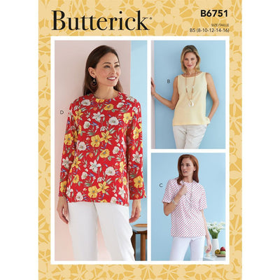 Butterick Pattern B6751 Misses Misses Petite Pullover Tops 6751 Image 1 From Patternsandplains.com