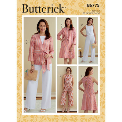 Butterick Pattern B6775 MISSES and WOMENS JACKET SASH DRESS and JUMPSUIT 6775 Image 1 From Patternsandplains.com