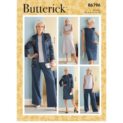 Butterick Pattern B6796 Misses Jacket Dress Top Skirt and Pants 6796 Image 1 From Patternsandplains.com